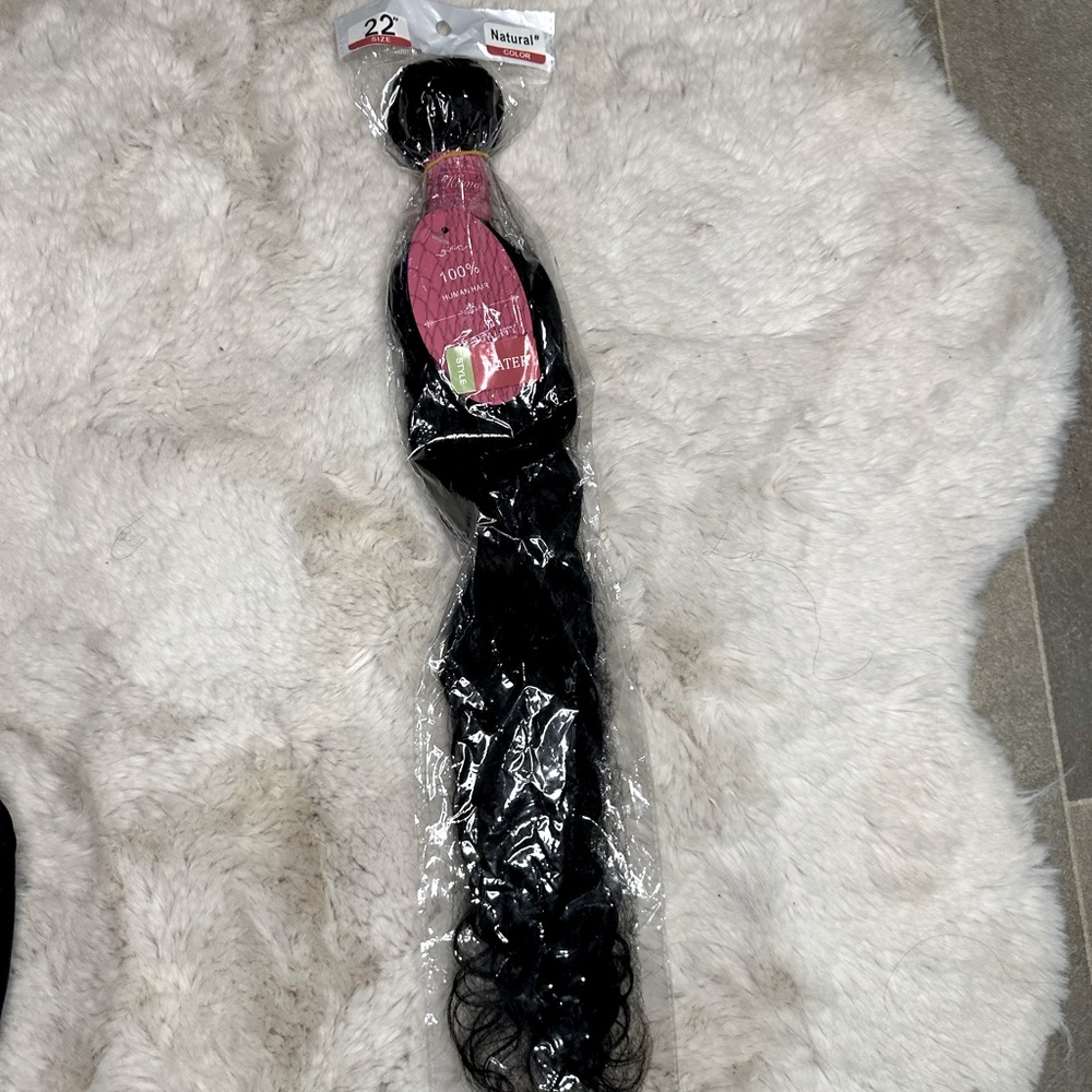 Black human hair 22” sew in extensions